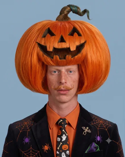 Philloween, pumpkin head and blonde bob